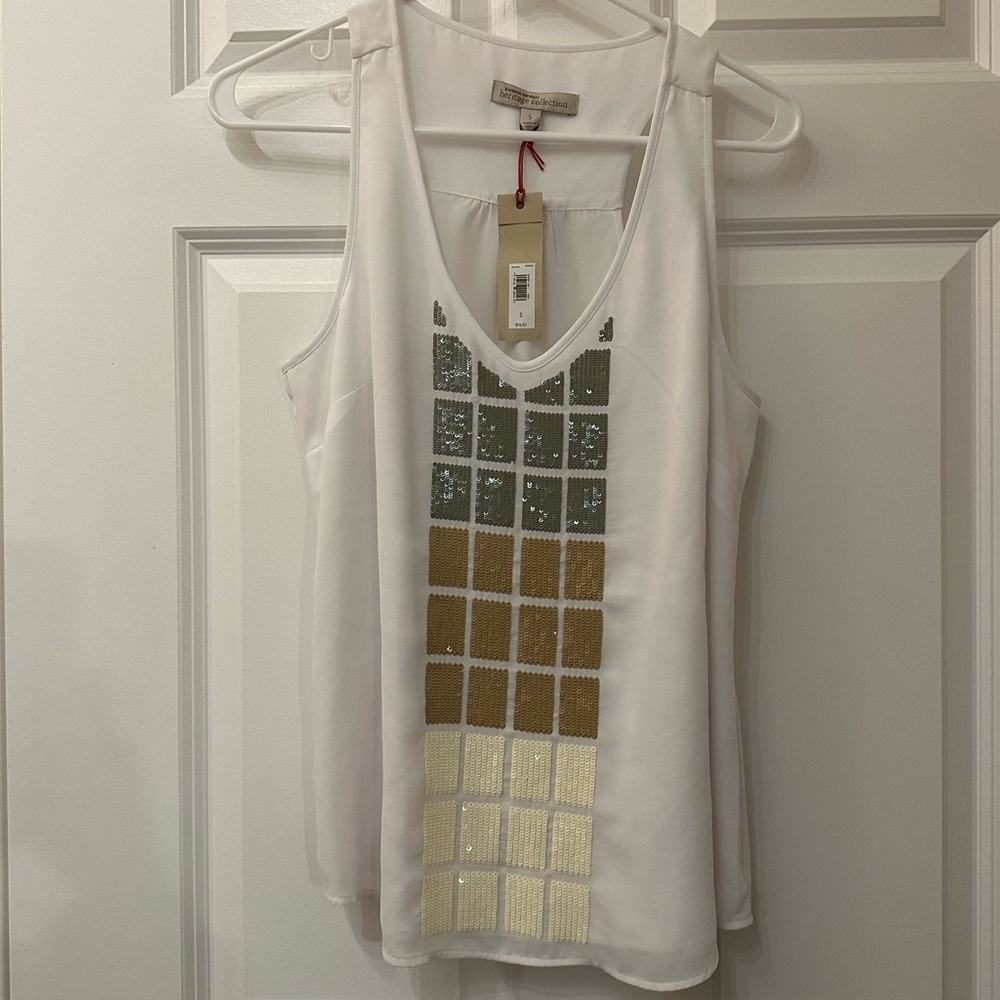 Banana Republic NWT White Sequins Tank